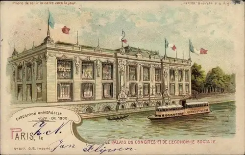 Halt gegen das Licht Litho Paris, Exposition Universelle de 1900, Le Palais du Congres