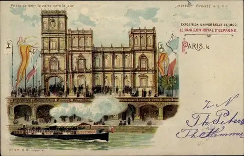 Halt gegen das Licht Litho Paris, Exposition Universelle de 1900, Le Pavillon Royal d'Espagne