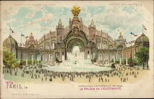 Halt gegen das Licht Litho Paris, Exposition Universelle 1900, Le Palais de l'Electricite