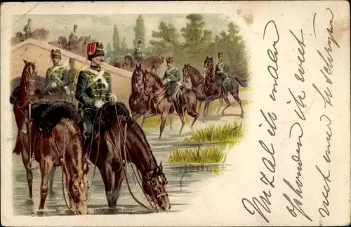 Litho Hussars, Britische Husaren, Soldaten zu Pferden