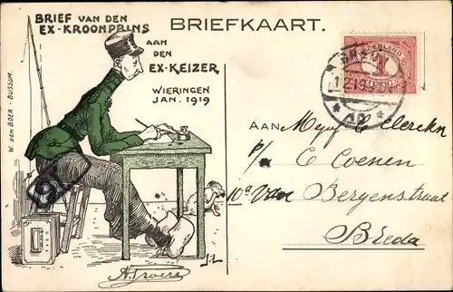 Ak Kronprinz Wilhelm von Preußen im Exil Wieringen 1919, Brief an den Kaiser