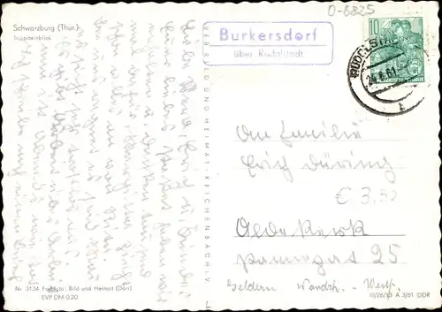 Ak Landpoststempel Thüringen, Burkersdorf über Rudolstadt, 1961