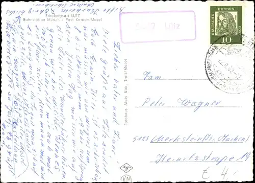 Ak Landpoststempel 5449 Lütz im Hunsrück