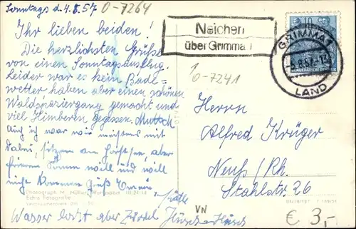 Ak Landpoststempel Neichen über Grimma 1