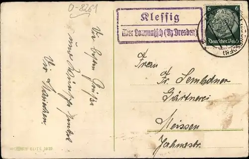 Ak Landpoststempel Klessig über Lommatzsch (Bz. Dresden)