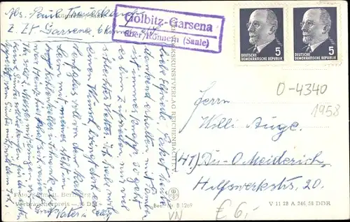 Ak Landpoststempel Golbitz Garsena über Könnern (Saale)