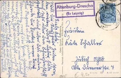 Ak Landpoststempel Altenburg Drescha (Bz. Leipzig)