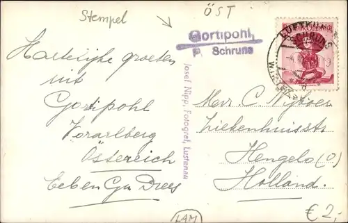 Ak Landpoststempel Gortipohl P. Schruns, Vorarlberg Österreich