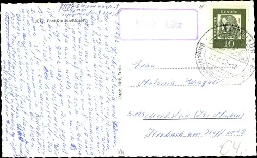 Ak Landpoststempel 5441 Lütz im Hunsrück