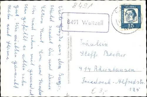 Ak Landpoststempel 8491 Wettzell