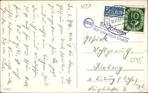 Ak Landpoststempel 22b St. Johann über Sprendlingen (Rheinh.)