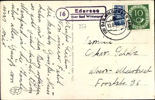 Ak Landpoststempel 16 Edersee über Bad Wildungen