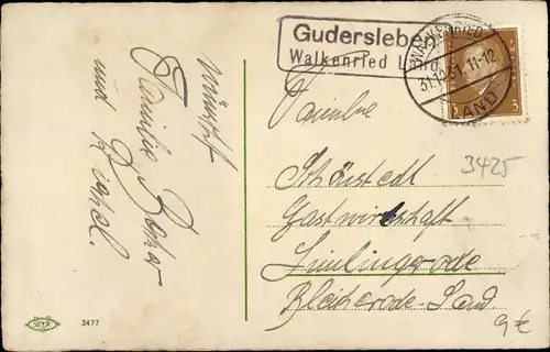 Ak Landpoststempel Gudersleben Walkenried Land