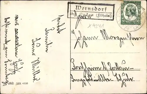 Ak Landpoststempel Wernsdorf über Pockau (Flöhatal)