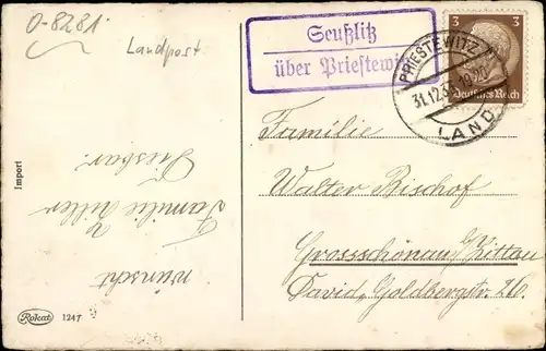 Ak Landpoststempel Seußlitz über Priestewitz