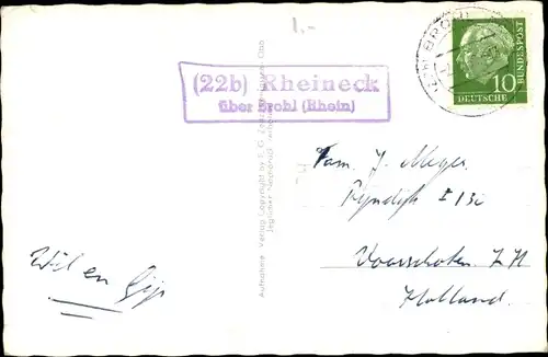 Ak Landpoststempel 22b Rheineck über Brohl (Rhein)