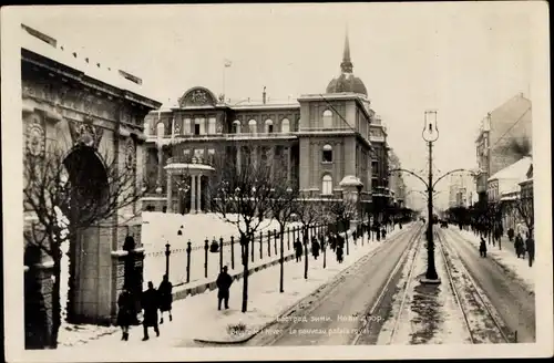 Ak Beograd Belgrad Serbien, Partie am Schloss, Winteransicht