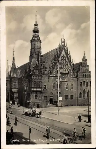 Ak Wrocław Breslau Schlesien, Rathaus am Ring