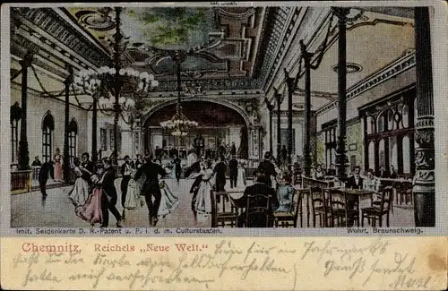 Ak Chemnitz Sachsen, Etablissement Reichels Neue Welt, Innenansicht
