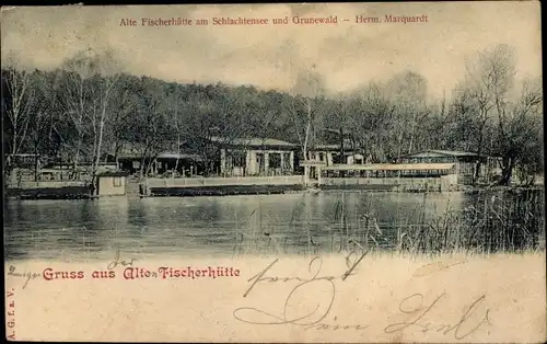 Ak Berlin Zehlendorf, Alte Fischerhütte am Schlachtensee und Grunewald