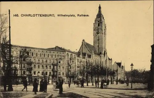 Ak Berlin Charlottenburg, Partie auf dem Wilhelmplatz, Rathaus