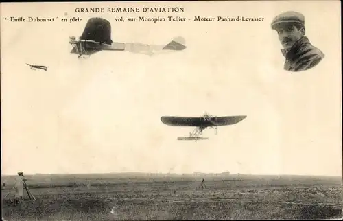 Ak Grande Semaine d'Aviation, Emile Dubonnet, Monoplan Tellier, Flugpioniere