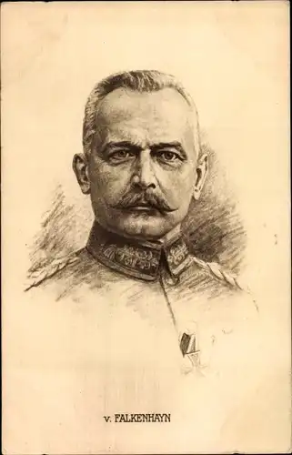 Künstler Ak General Erich von Falkenhayn, Portrait, Rotes Kreuz