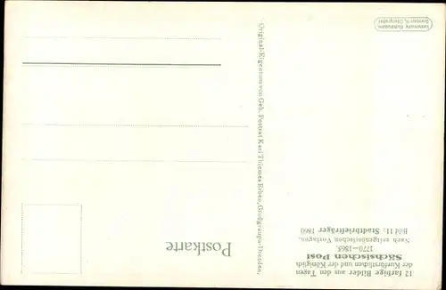 Künstler Ak Müller, Gustav, Stadtbriefträger 1860 überreicht Brief, Sächsische Post
