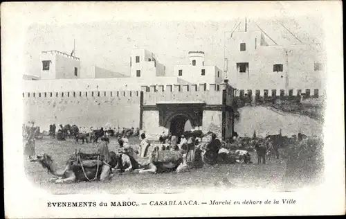 Ak Casablanca Marokko, Marché en dehors de la Ville, Kamele