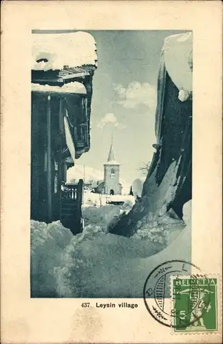 Ak Leysin Kanton Waadt, Village, Schnee
