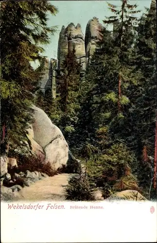 Ak Teplice nad Metují Wekelsdorf Reg. Königgrätz, Brütende Henne, Felsen