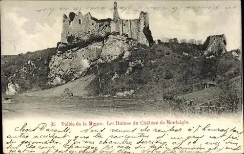 Ak Falaën Onhaye Wallonien Namur, Vallee de la Meuse, Les Ruines du Chateau de Montaigle