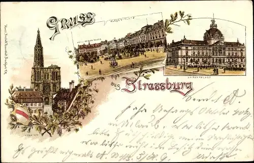 Litho Strasbourg Straßburg Elsass Bas Rhin, Münster, Kaiserpalast, Kleberplatz