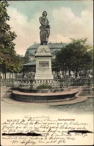 Ak Mainz am Rhein, Schillerdenkmal