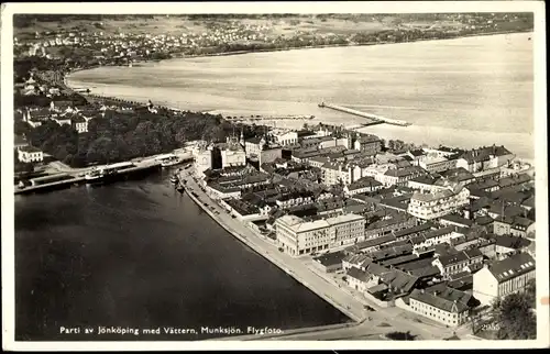 Ak Jönköping Schweden, med Vättern, Munksjön, Fliegeraufnahme