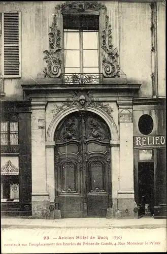 Ak Paris VI, Ancien Hôtel de Bacq