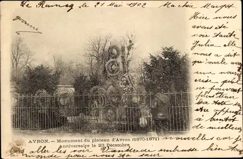 Ak Seine Saint Denis, Monument du Plateau d'Avron, Mont Avron