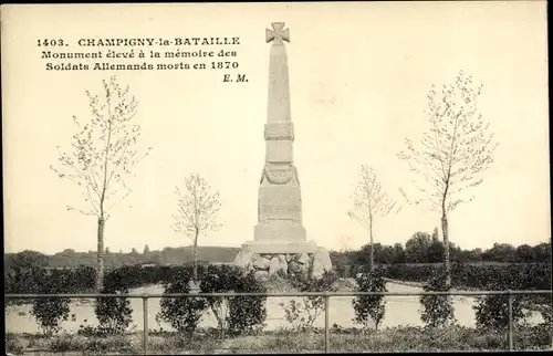 Ak Champigny Marne, Monument eleve a la memoire des Soldats Allemands morts en 1870
