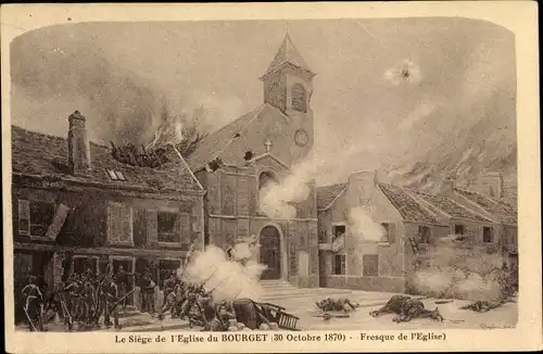 Ak Bourget Savoie, Le Siege de l'Eglise 1870, Fresque