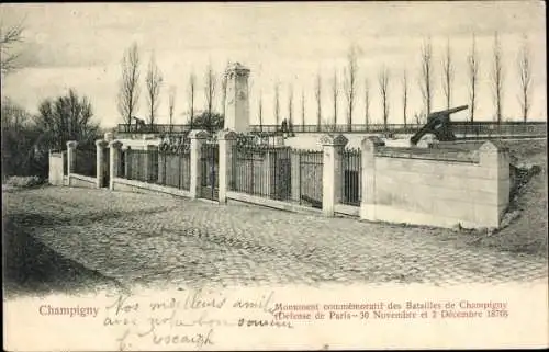 Ak Champigny sur Marne Val de Marne, Monument commemoratif des Batailles de Champigny