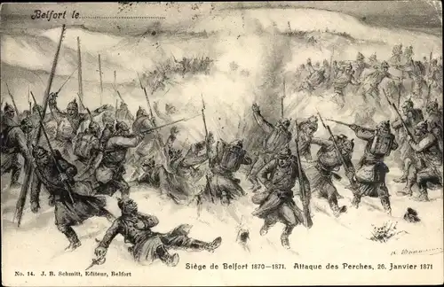 Ak Belfort Beffert Beffort Territoire de Belfort, Attaque des Perches 26. Janvier 1871