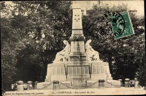 Ak Luneville Meurthe et Moselle, Monument de 1870