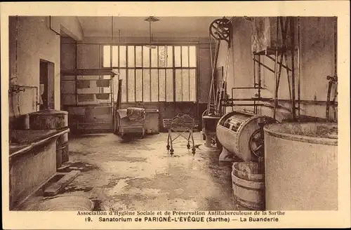 Ak Parigné l´Évêque Sarthe, Sanatorium, La Buanderie