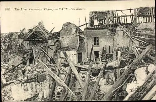 Ak Vaux Andigny Aisne, Les Ruines, Kriegszerstörung 1. WK
