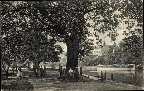 Ak Saarbrücken im Saarland, Luisen Anlagen, Fluss