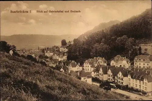 Ak Saarbrücken im Saarland, Blick auf Ostvierteltal und Brebach