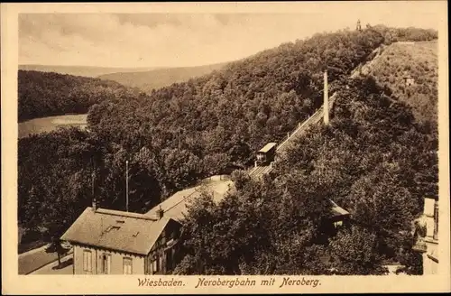 Ak Wiesbaden in Hessen, Nerobergbahn mit Neroberg