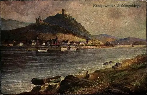 Künstler Ak Königswinter am Rhein, Drachenfels, Siebengebirge