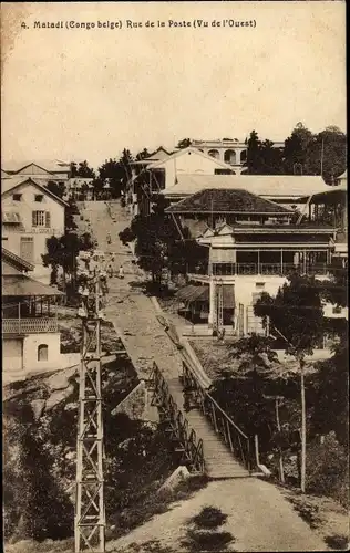 Ak Matadi DR Kongo Zaire, Congo belge, Rue de la Poste (Vu de l'Ouest)