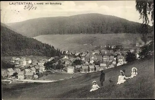 Ak Lautental im Harz, Blick auf den Schulberg